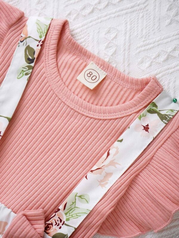 Newborn Baby Girls Summer Shorts Sets Ruffle Sleeve Shirt Top + Floral Suspender Shorts Bloomers + Headband Outfit - Image 5