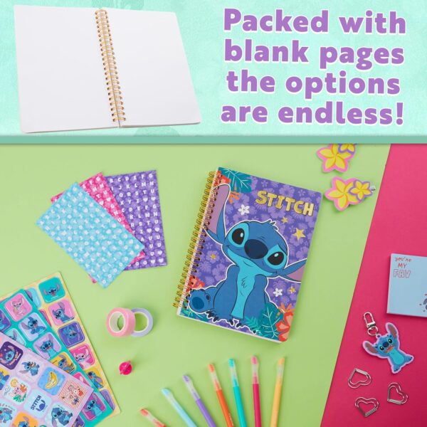 Disney Stitch DIY Journal Kit for Kids Teens A5 Diary Art Supplies Stickers Sticky Notes Keyring Coloured Pens Arts and Crafts Stitch Gifts - Image 3