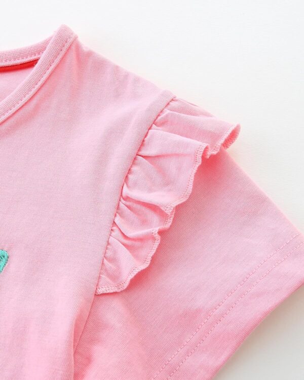 Toddler Girls Summer Short Outfits Clothes Set Kids Unicorn Bunny Animal Print Short Sleeve Cotton T-Shirt Dresses Tops and Shorts 2 Piece Crewneck Sleeveless Clothing Set Age 1-7 Years Old - Image 4