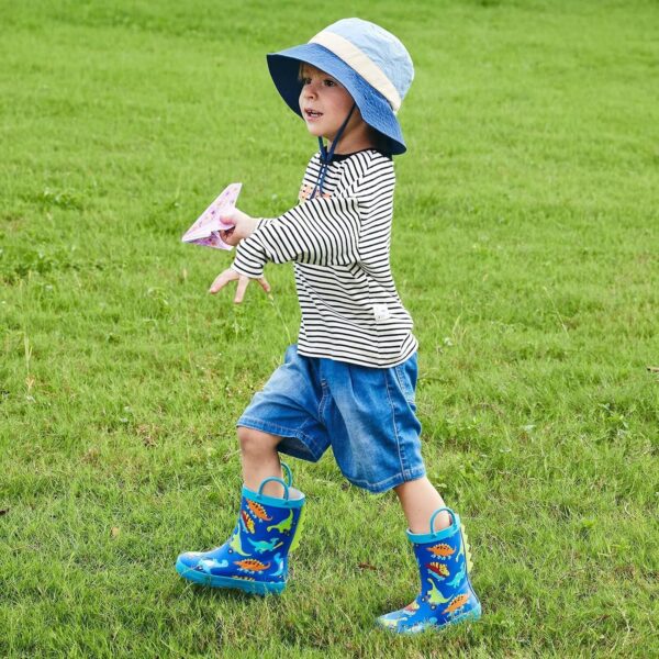 FUNCOO PLUS Toddler Wellies Kids Rubber Wellington Boots Waterproof Rain Boots for Boys and Girls with Handles in Fun Pattern - Image 7