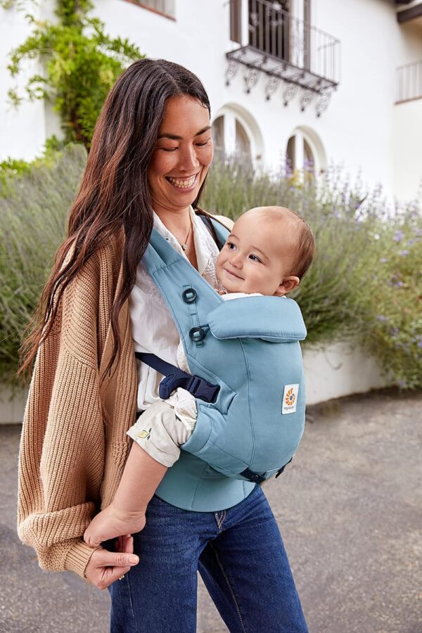 Ergobaby Adapt Baby Carrier for Newborns from Birth, 3 Positions, SoftTouch Cotton, Ergonomic Baby Belly Carrier, Back Carrier, Baby Carrier, Slate Blue - Image 3