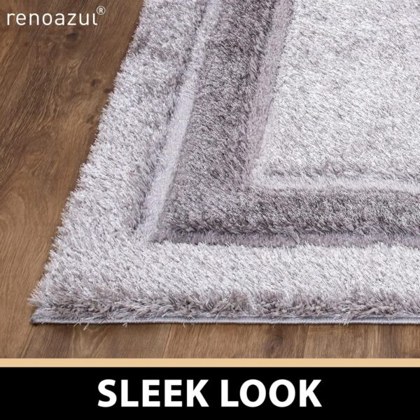 renoazul® Shaggy Washable High Pile Bordered Rug, 160 x 230 cm, Trani Silver, Shaggy Area Rug for Baby Room, Nursery or Kids Room - Image 2
