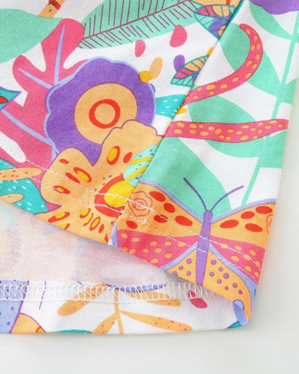 TCWWBB Girls Summer Dresses Unicorn Butterfly Floral Rainbow Casual Dress Cotton Shirt Cartoon Short Sleeve Sleeveless Dress for Kids Age 1-7 Years Old - Image 6