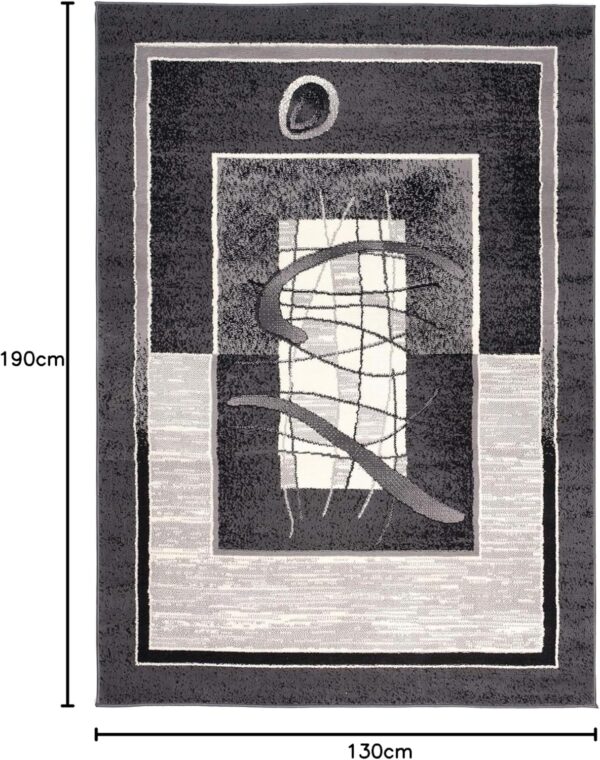 TAPISO Dream Area Rug Living Room Bedroom Grey Rectangular Shapes Grey Cream Light Dark Carpet Size - 130 x 190 cm (4ft3 x 6ft3) - Image 2