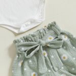 3Pcs Baby Girl Daisy Clothes Outfit Set Newborn Clothing Ruffle Bodysuit Romper + Pants Shorts + Headband Spring Summer Baby Grows 0-24 Months - Image 4