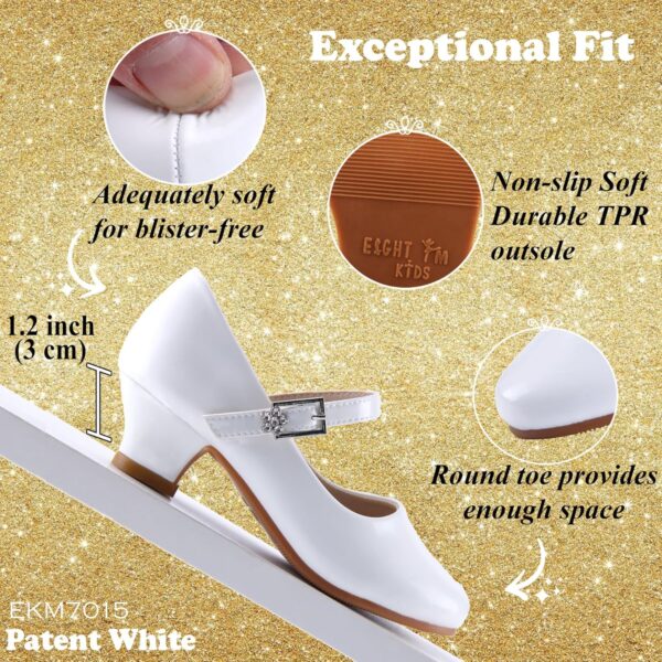 Princess Shoes Girls' Mary Jane Shoes - High Heel Girls Party Shoes - Wedding Party Girls Communion Shoes Ides Flower Girl Shoes - Versatile Flat Shoes - Image 3