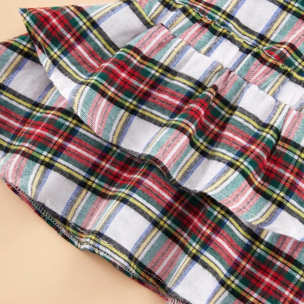 Baby Girl Clothes Newborn Dress Set Long Sleeve Ruffle Romper Plaid Suspender Skirt Overall Dress Bow Headband Infant Outfits for 0-24M - Image 7