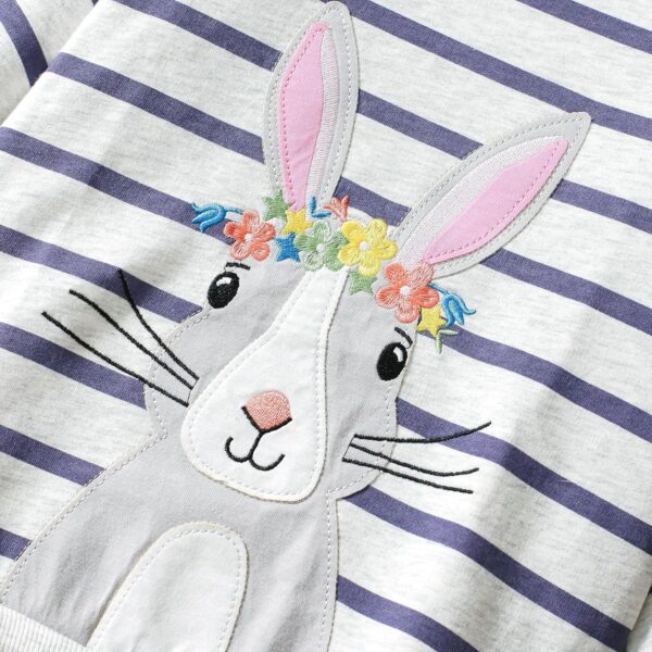 TCWWBB Girls Kids Outfits Clothes Set Toddler Cute Unicorn Bunny Bowknot Birthday Print long Sleeve Cotton Shirt jumper Dresses Tops Leggings Trousers Pants 2 Piece Clothing Set Age 1-7 Years Old - Image 4