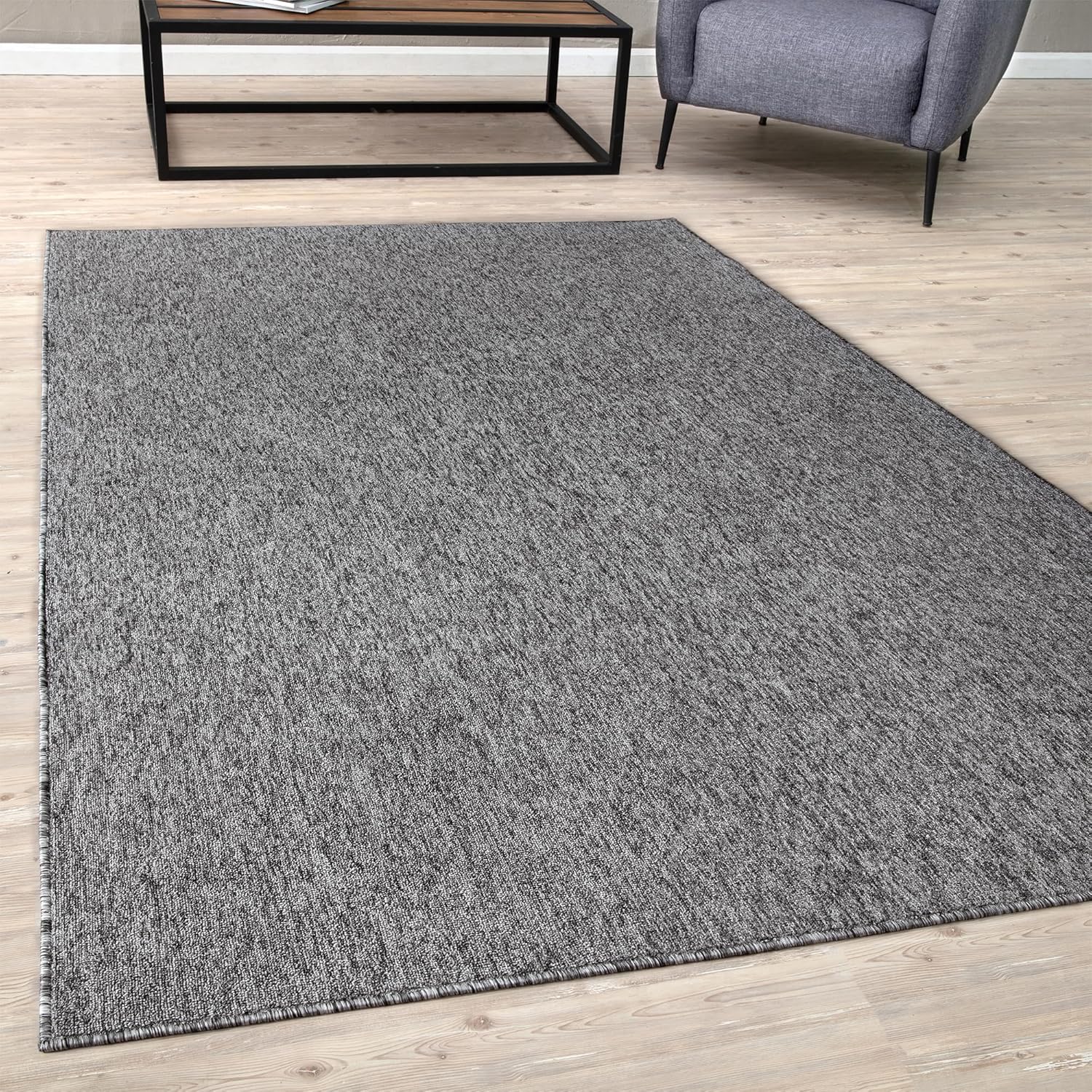 A1LAeGLwjNL._AC_SL1500_.jpg Area Rugs – Low Pile, Contemporary Rugs for Living Rooms, Bedrooms, Dining Rooms, and Entryways - Modern Design, No Shedding Construction - Grey, 80x150 cm - Image 1