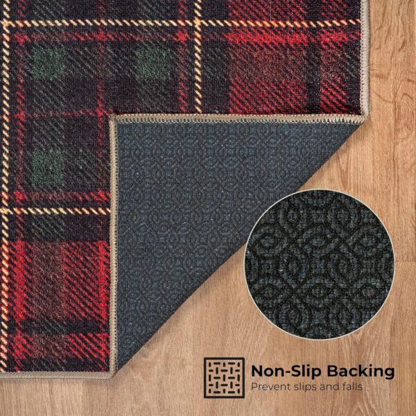 Arty Rugs Machine Washable Rug, 200x290cm, 75% Recycled Cotton, Short Pile, Non-Slip Backing, Non-Shedding, Area Rugs for Living Room, Bedroom, Kitchen, Hallway, Office, Red Tartan - Image 3