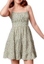 GORGLITTER Girl's Floral A Line Ruffle Cami Mini Dress Ruched Smocked Beach Vacation Sundress