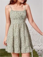 GORGLITTER Girl's Floral A Line Ruffle Cami Mini Dress Ruched Smocked Beach Vacation Sundress - Image 5