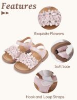 Ausing Toddler Little Girls Flower Open-Toe Flat Dress Sandals Summer Casual Shoes Elegant Princess Flat Sandals Kids Sandals - Image 2