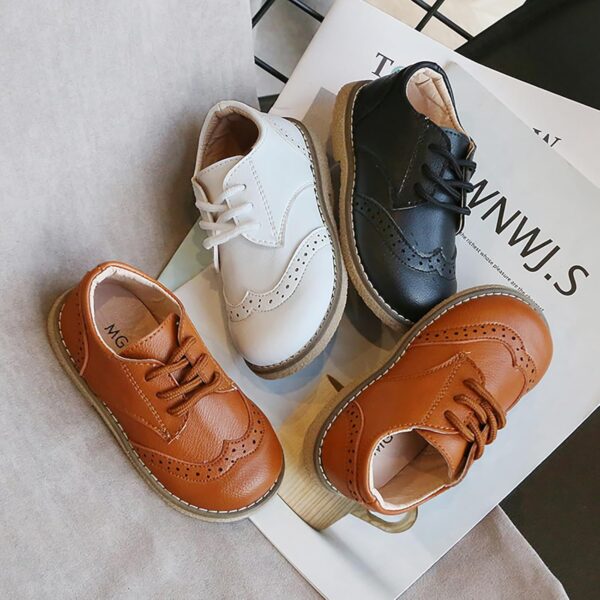 WOFANLULY Toddler Boys Girls Dress Shoes Little Kid Oxford Shoes Wedding Church Dress Shoes PU Leather Lace Up School Uniform Loafer Flats - Image 6