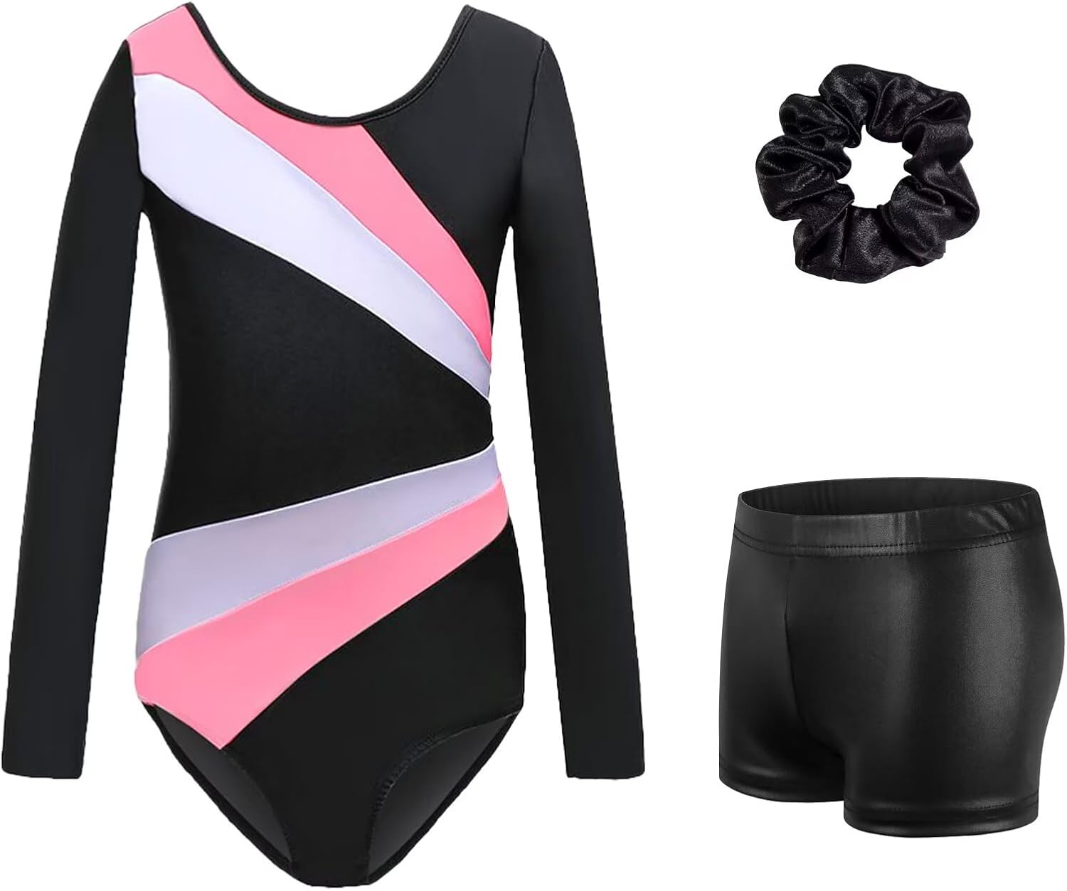 1746681010_61W-EU-aSKL._AC_SL1500_.jpg Gymnastics Leotards for Girls Kids Long Sleeve Gymnastics Outfit Set with Dance Shorts and Hairband Toddler Athletic Ballet Bodysuit 5-13 Years - Image 1