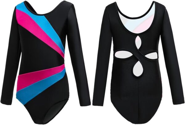 Gymnastics Leotards for Girls Kids Long Sleeve Gymnastics Outfit Set with Dance Shorts and Hairband Toddler Athletic Ballet Bodysuit 5-13 Years - Image 3