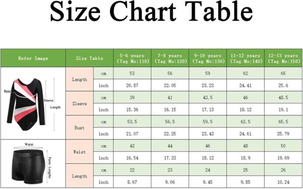 Gymnastics Leotards for Girls Kids Long Sleeve Gymnastics Outfit Set with Dance Shorts and Hairband Toddler Athletic Ballet Bodysuit 5-13 Years - Image 7