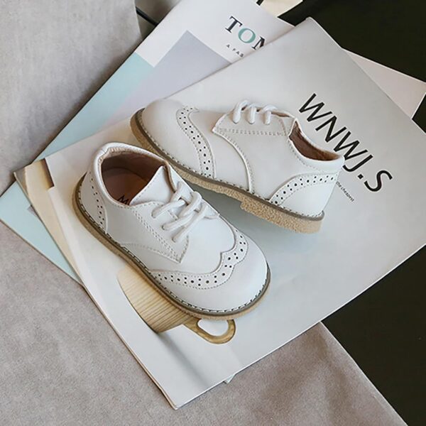 Toddler Boys Girls Dress Shoes Little Kid Oxford Shoes Wedding Church Dress Shoes PU Leather Lace Up School Uniform Loafer Flats - Image 2
