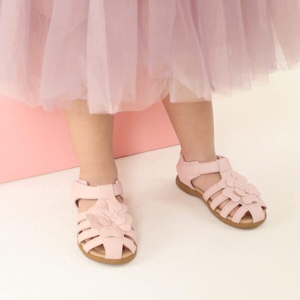 DREAM PAIRS Girls Closed-Toe Flower Summer Dress Sandals Shoes Toddler/Little Kid - Image 5