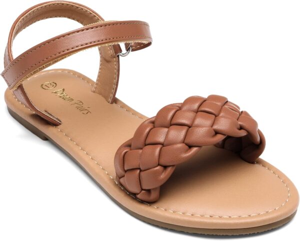 DREAM PAIRS Girls Sandals Classic Open Toe Braided Flat Sandals Summer Dress Shoes for Little Kid/Big Kid - Image 3