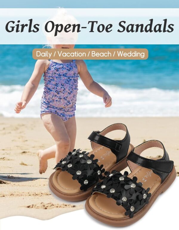 Toddler Little Girls Flower Open-Toe Flat Dress Sandals Summer Casual Shoes Elegant Princess Flat Sandals Kids Sandals - Image 5