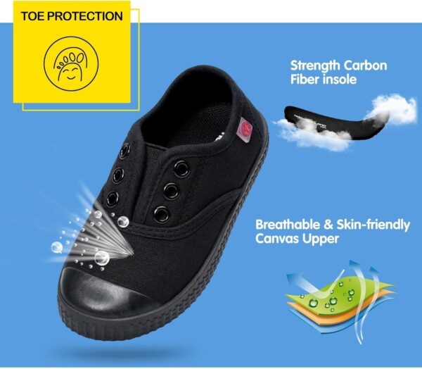 Unisex Kids Canvas Shoes Toddlers Sneakers Breathable Slip-on Trainers Pumps Plimsoles for Boy and Girls - Image 3