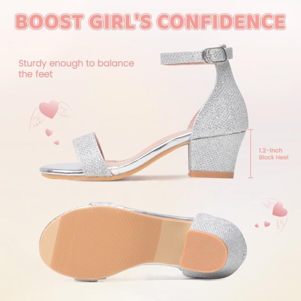 Girls Sandals Party Shoes Low Heels Open Toe Princess Sandal Ankle Strap Dress up Glitter Wedding Shoe for Little Big Kid Summer - Image 3