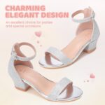 Girls Sandals Party Shoes Low Heels Open Toe Princess Sandal Ankle Strap Dress up Glitter Wedding Shoe for Little Big Kid Summer - Image 5