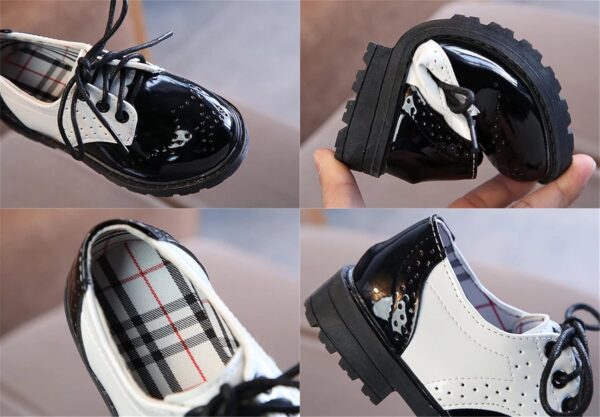 Kids Leather School Shoes Casual Oxford Flat Fashion Classic Girls Lace Up Brogue Shoes Comfortable Boys Uniform Dress Shoes - Image 5