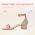 FOGOIN Girls Sandals Party Shoes Low Heels Open Toe Princess Sandal Ankle Strap Dress up Glitter Wedding Shoe for Little Big Kid Summer - Image 3
