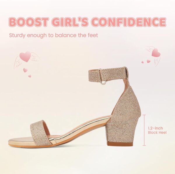 FOGOIN Girls Sandals Party Shoes Low Heels Open Toe Princess Sandal Ankle Strap Dress up Glitter Wedding Shoe for Little Big Kid Summer - Image 3