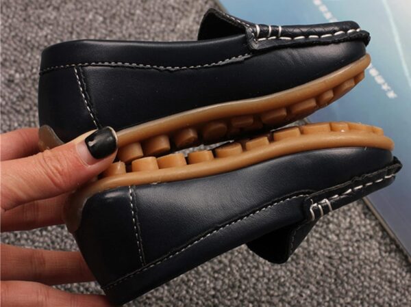 Kids Leather Loafers Boys Girls Slip On Moccasins Anti-Slip Boat Shoes Casual Dress Shoes Flat Breathable Oxford Shoes - Image 3