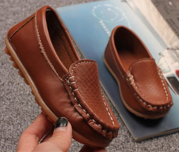 Kids Leather Loafers Boys Girls Slip On Moccasins Anti-Slip Boat Shoes Casual Dress Shoes Flat Breathable Oxford Shoes - Image 4