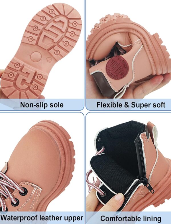 Boys Girls Ankle Boots Toddler Construction Boots Kids School Boots Wedding Dress Lace Up Shoes Winter Snow Shoes - Image 5