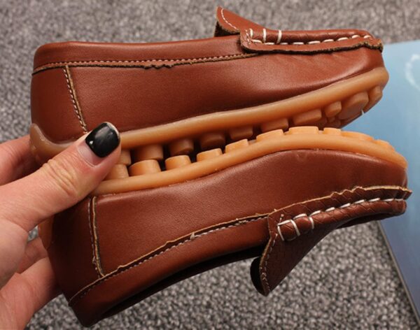 Kids Leather Loafers Boys Girls Slip On Moccasins Anti-Slip Boat Shoes Casual Dress Shoes Flat Breathable Oxford Shoes - Image 3