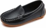 Yeeteepot Kids Leather Loafers Boys Girls Slip On Moccasins Anti-Slip Boat Shoes Casual Dress Shoes Flat Breathable Oxford Shoes