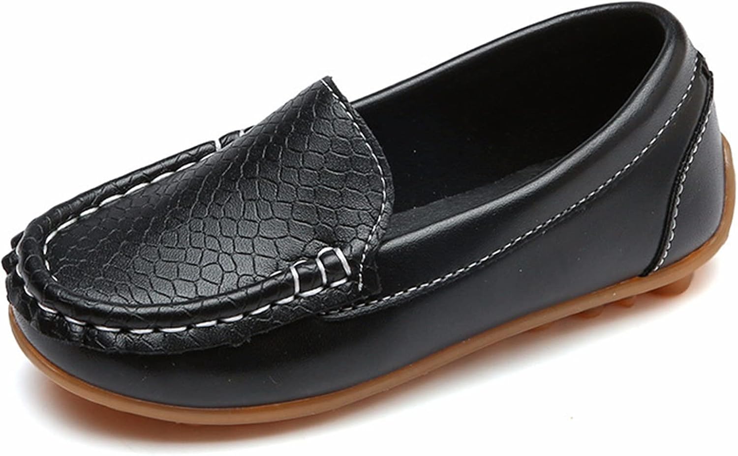 1747563246_61TE5AfcWbL._AC_SL1500_.jpg Yeeteepot Kids Leather Loafers Boys Girls Slip On Moccasins Anti-Slip Boat Shoes Casual Dress Shoes Flat Breathable Oxford Shoes - Image 1