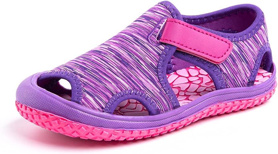 1747659532_61Tfx3xMaS._AC_SL1000_.jpg Hitmars Boys Sandals Open Toe Girls Sandals Sports Summer Kids Trekking Shoes Breathable Beach Pool Camouflage Knit Blue Pink Purple Size 4-12 UK Child - Image 1