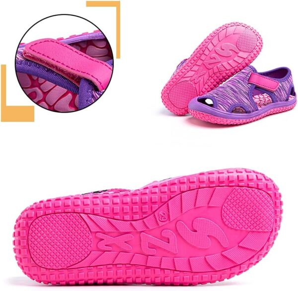Hitmars Boys Sandals Open Toe Girls Sandals Sports Summer Kids Trekking Shoes Breathable Beach Pool Camouflage Knit Blue Pink Purple Size 4-12 UK Child - Image 4