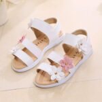 Girls Sandals with Pearls Flowers Leather Shoes Sandals for Little Girls - Image 2