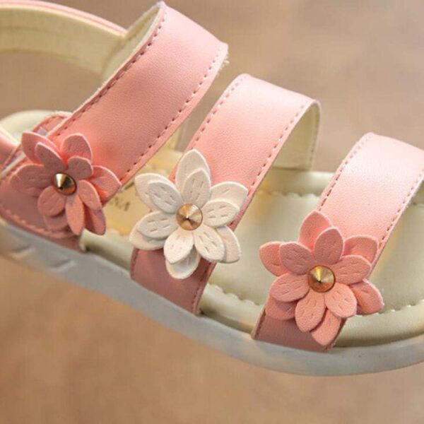QZBAOSHU Girls Sandals with Pearls Flowers Leather Shoes Sandals for Little Girls - Image 5