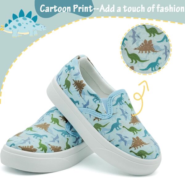 maxvinci Kids Slip On Canvas Shoes Girls Boys Casual Trainers Breathable Flat Sneakers Pumps Plimsoles with Cartoon Pattern Print - Image 2