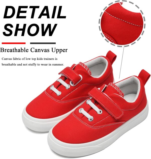 maxvinci Girls Boys Trainers Kids Canvas Shoes Easy Fasten Toddler Lightweight Plimsolls Breathable Pumps Non-Slip Casual Shoes with Hook and Loop - Image 3