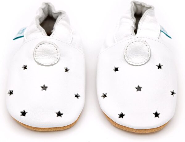 Dotty Fish Soft Leather Baby and Toddler Barefoot Shoes for Boys. Non-Slip Suede Soles. 0-6 Months - 4-5 Years - Image 2