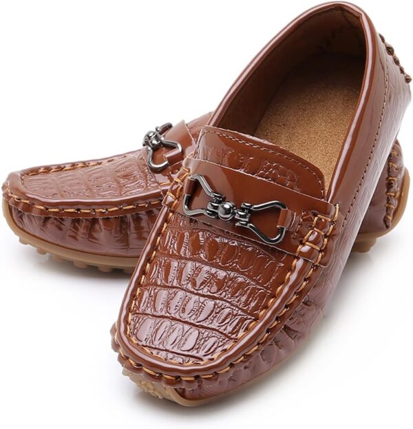 RVROVIC Kids Girls Boys Slip-on Loafers Oxford PU Leather Flats Shoes Casual Moccasin Shoes for Toddler Kid - Image 3