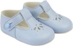 EARLY DAYS Baypods, B617 T Bar with Petal Punch, Pre Walker Baby Shoes Made in The Softest Faux Leather, Made in England