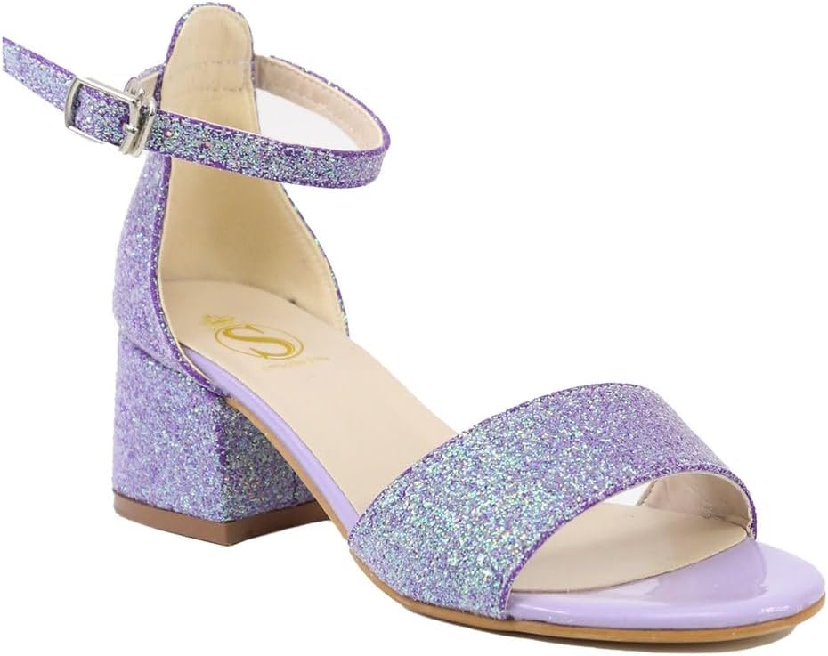 517-6LejTiL._AC_SL1374_.jpg SIRRI Girls Ankle-Strap Shoes, Block Heels Sandals with Glitter for Special Occasion - Image 1