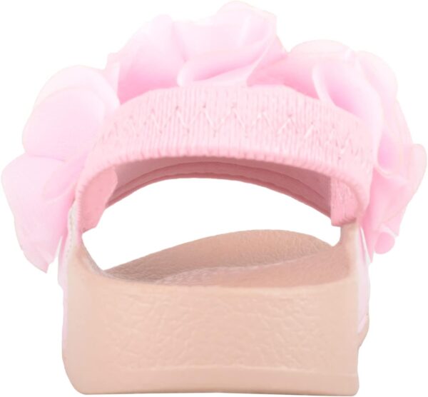 Childrens Kids Girls Easy Slip On Open Toe Elasticated Summer Holiday Sandal with Embroidered Flower - Image 3