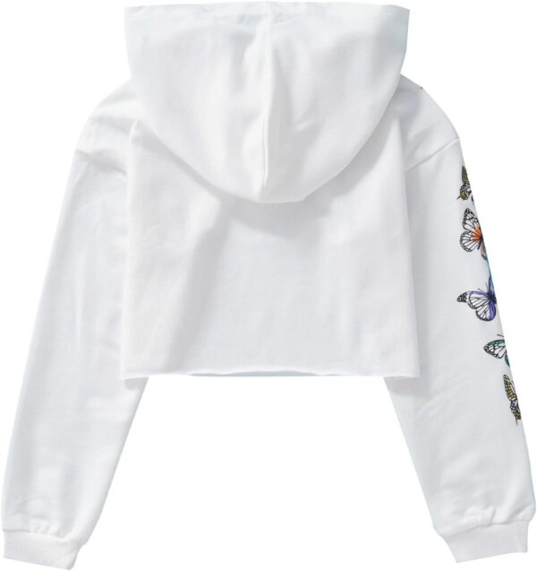 Manyakai Kids Girls Butterfly Printed Hoodie Pullover Sweatshirts Hooded Long Sleeve Crop Tops - Image 2