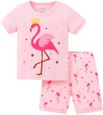 Girls Pyjamas Short Sets Kids Pjs Summer for Toddler Girl 100% Cotton Dinosaur Unicorn Cat Flamingo Sleepwear 2 Pieces Clothes Outfits 2-8 Years